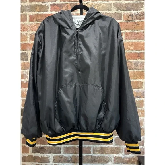 Birdie by Richard A. Leslie Sz 2X Hoodie Bomber Jacket, Black w/ Yellow Stripes - Picture 1 of 4